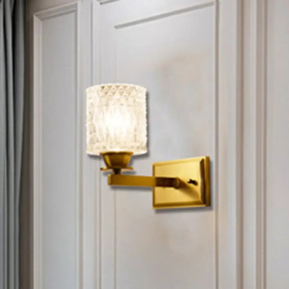 Brass Lattice Glass Wall Light