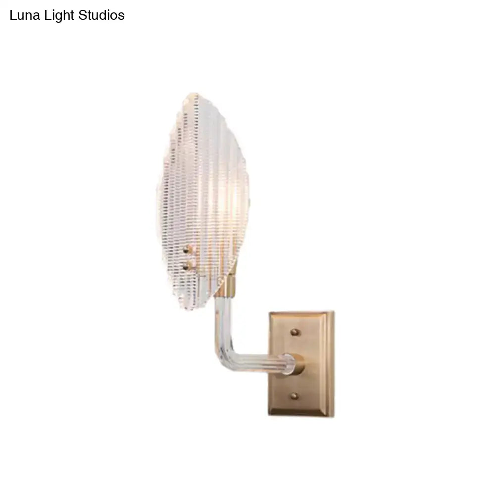 Brass Leaf Textured Glass Sconce 1-2 Light