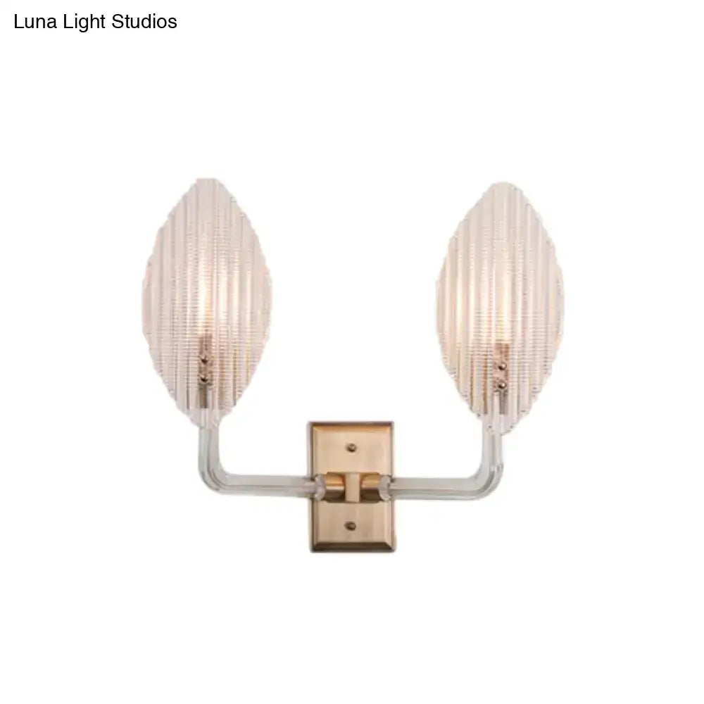 Brass Leaf Textured Glass Sconce 1-2 Light