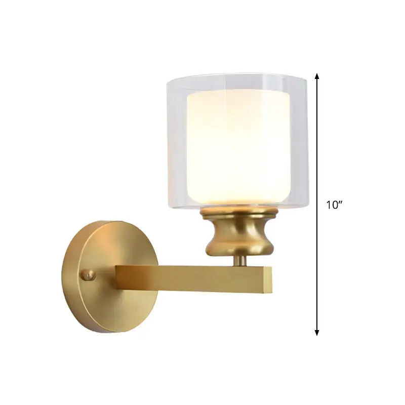 Brass Frosted Glass Single-Bulb Sconce