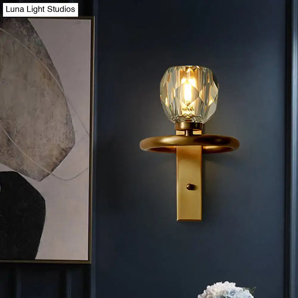 Brass Crystal Shade Sconce