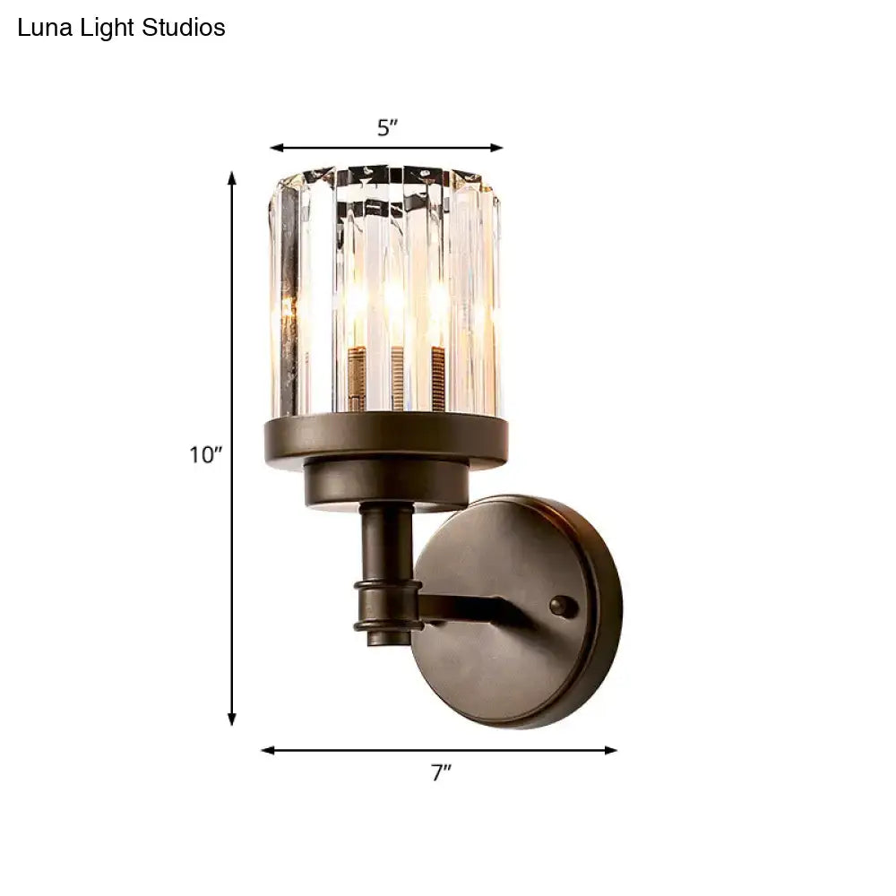 Bronze Ribbed Crystal Sconce