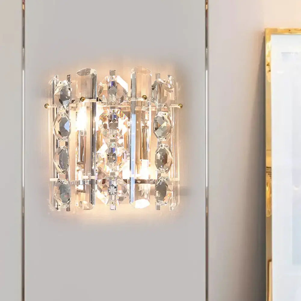 Chrome Crystal Two-Light Wall Lamp