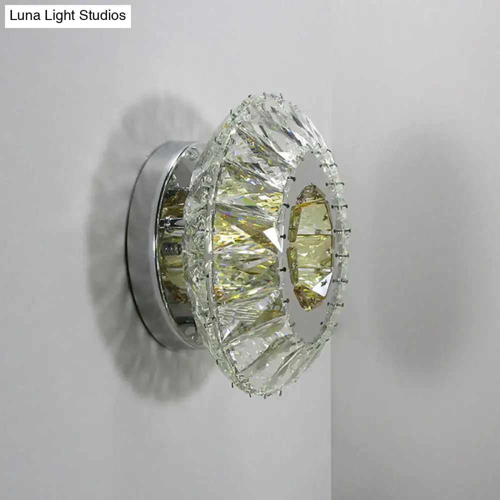 Chrome Faceted Crystal Lamp