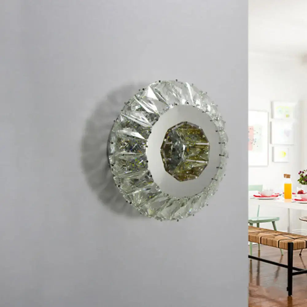 Chrome Faceted Crystal Lamp