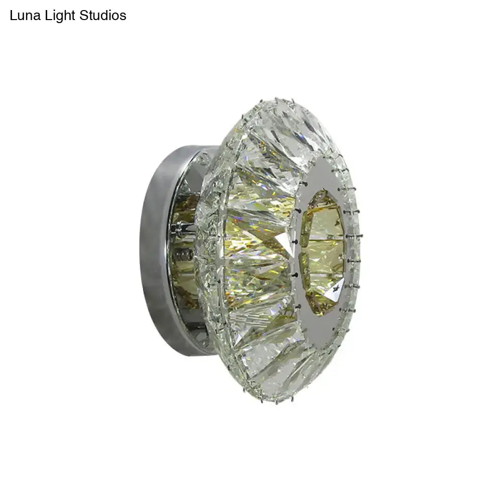 Chrome Faceted Crystal Lamp