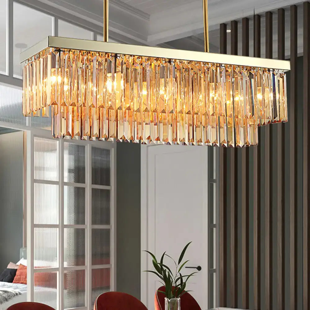 Clear Amber Crystal Chandelier