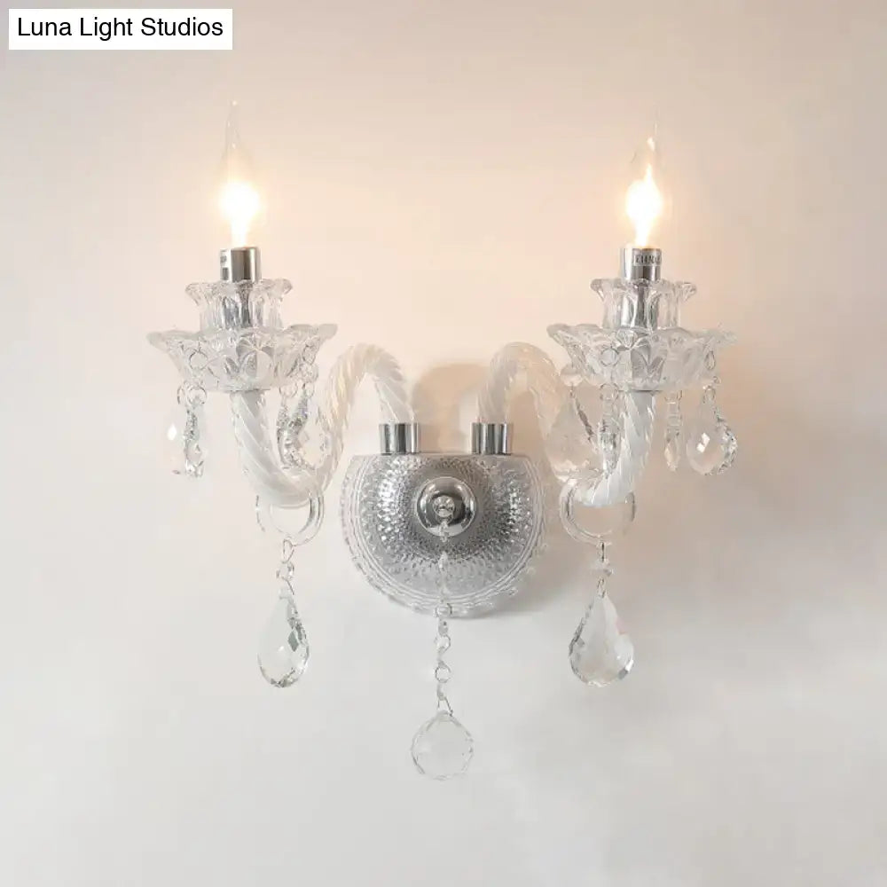 Clear Crystal Faceted Wall Sconce