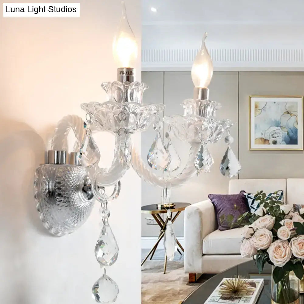 Clear Crystal Faceted Wall Sconce