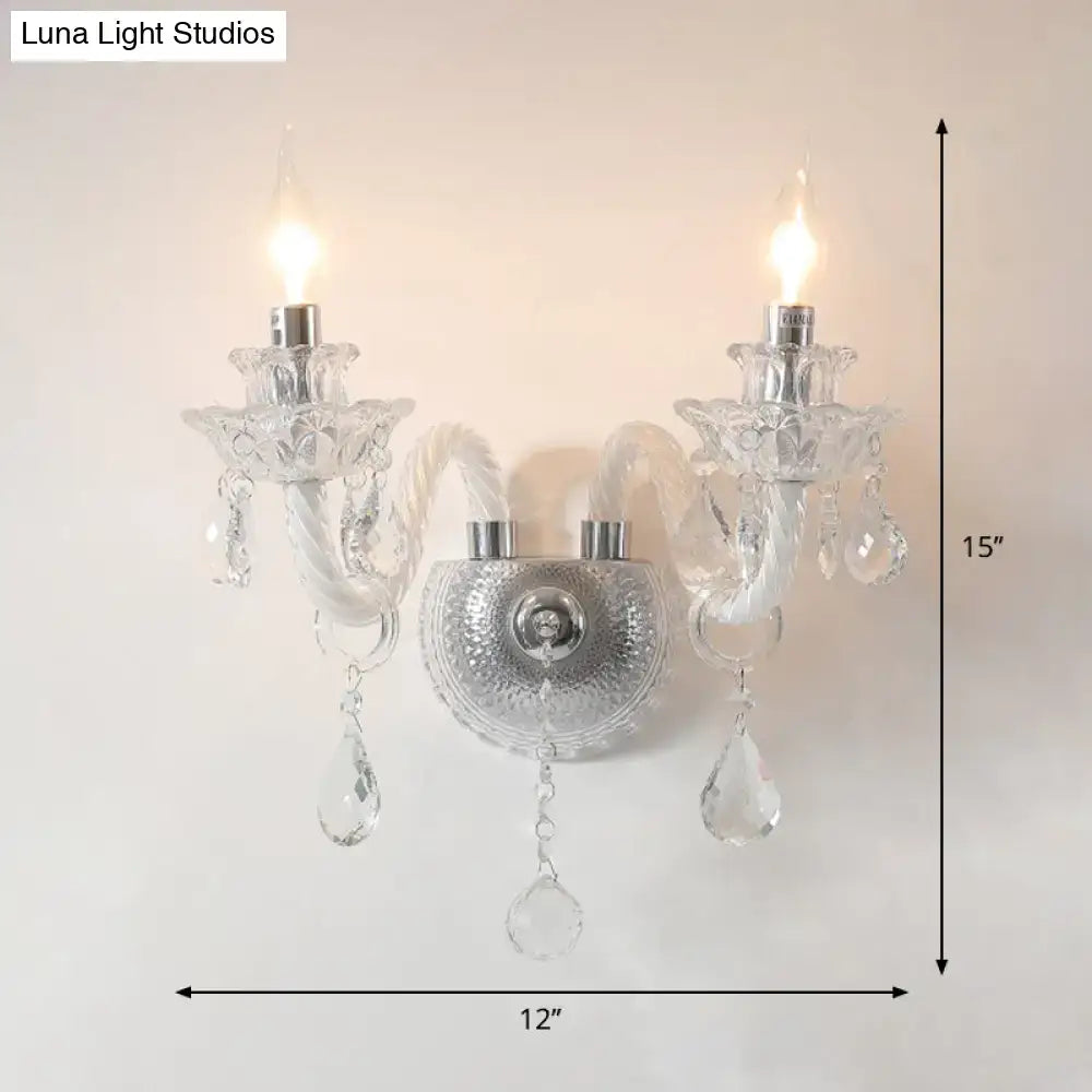Clear Crystal Faceted Wall Sconce