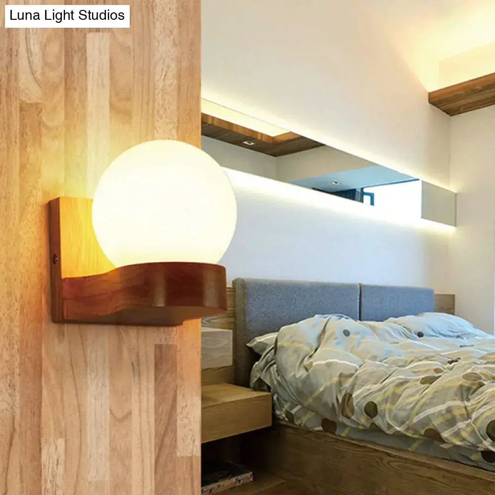 Cream Glass Wood Sconce