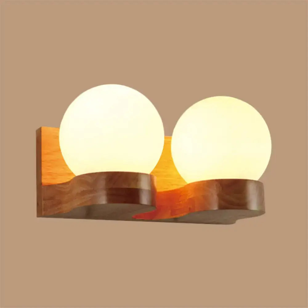 Cream Glass Wood Sconce