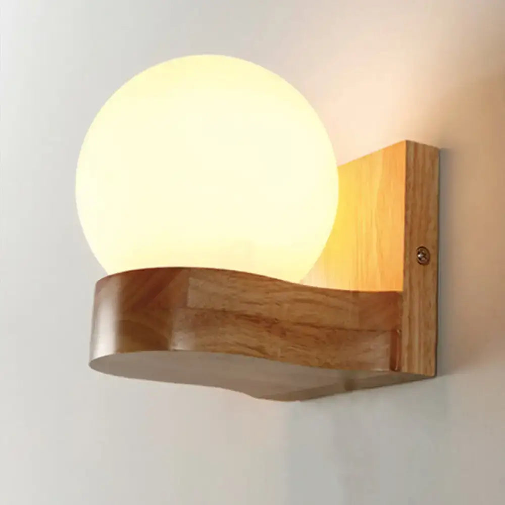 Cream Glass Wood Sconce