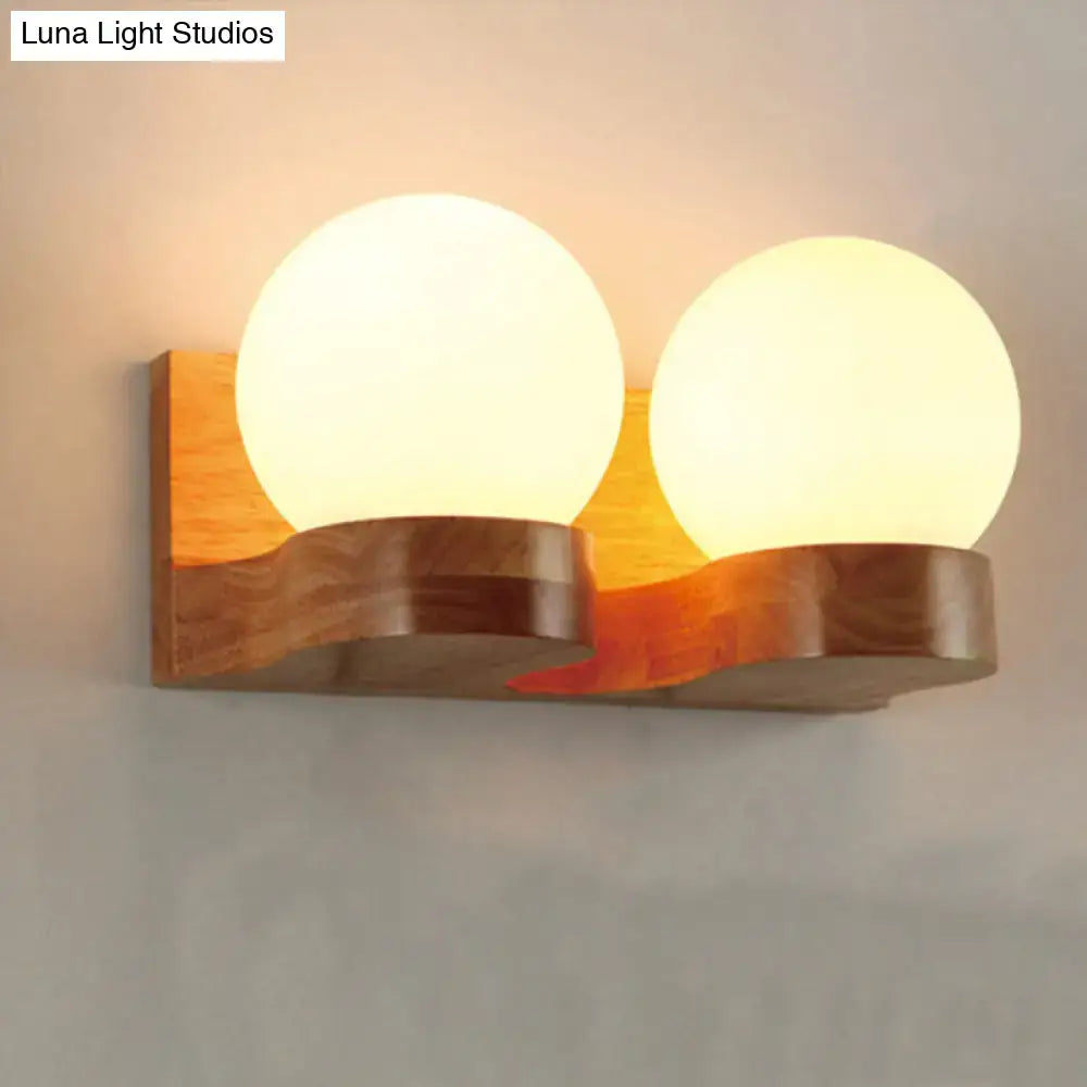 Cream Glass Wood Sconce