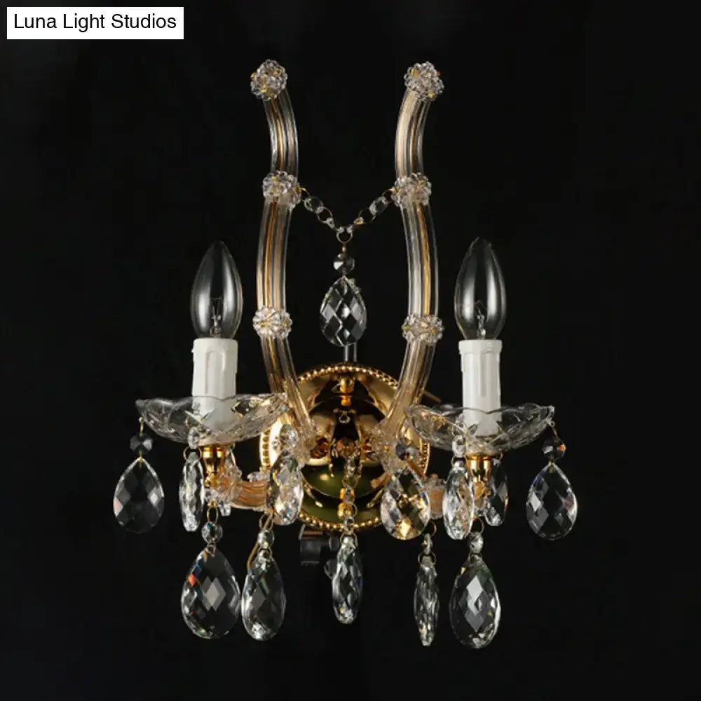 Amber Crystal Gold Accent Wall Light