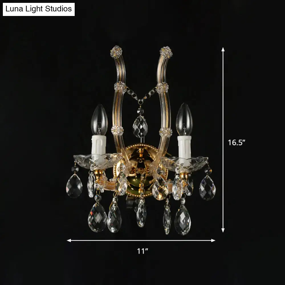 Amber Crystal Gold Accent Wall Light