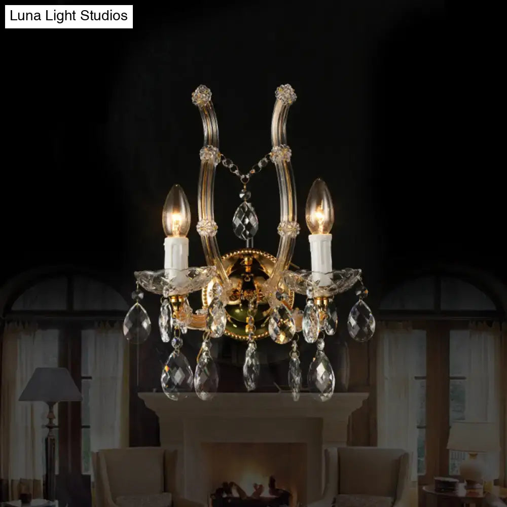 Amber Crystal Gold Accent Wall Light