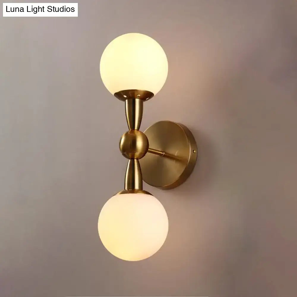 Gold White Glass Wall Light