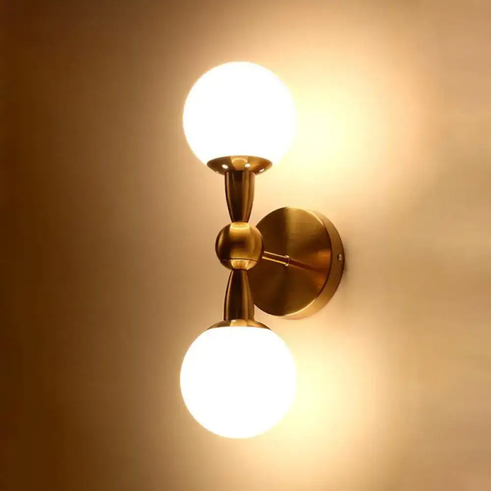 Gold White Glass Wall Light