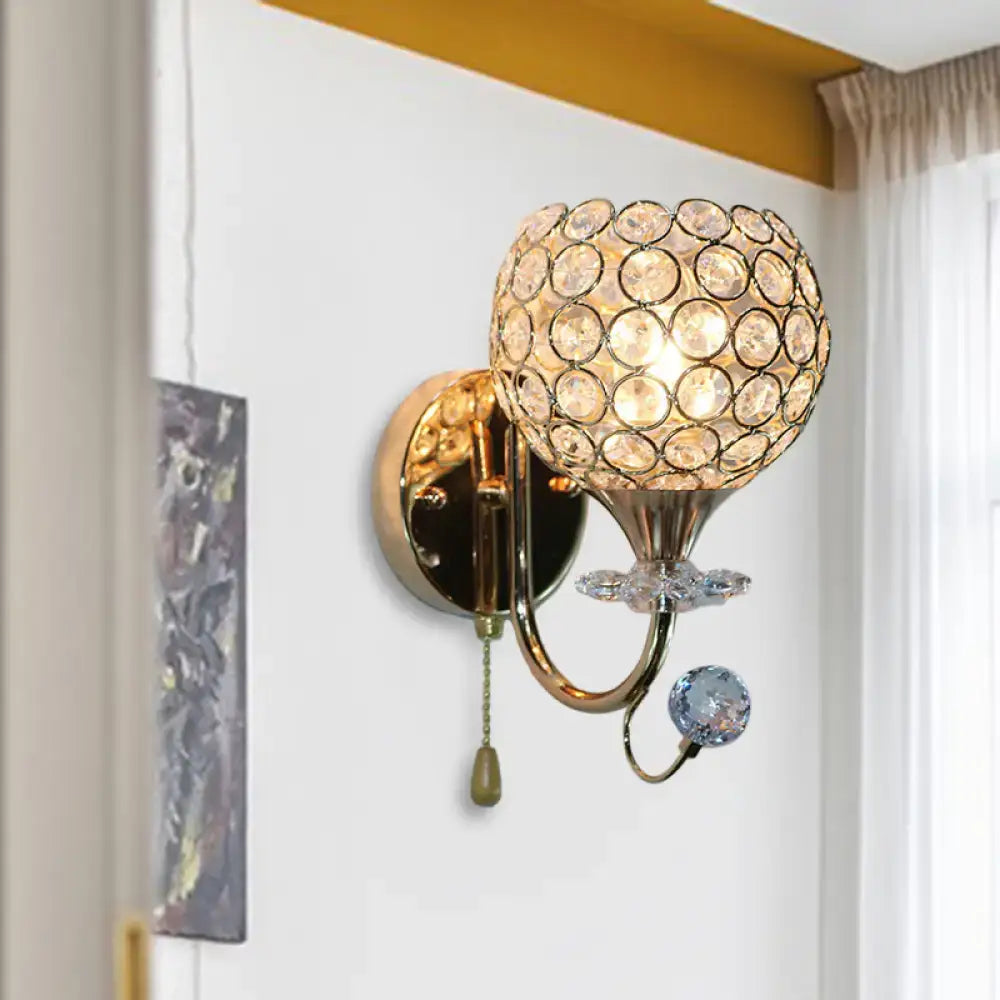 Gold Beveled Glass Globe Sconce