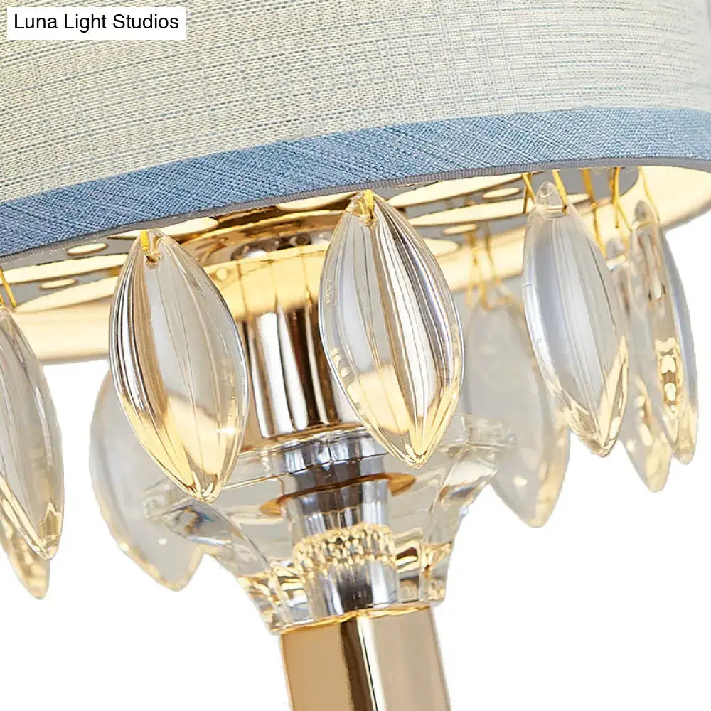 Gold Crystal Fabric Shade Sconce Dining Area