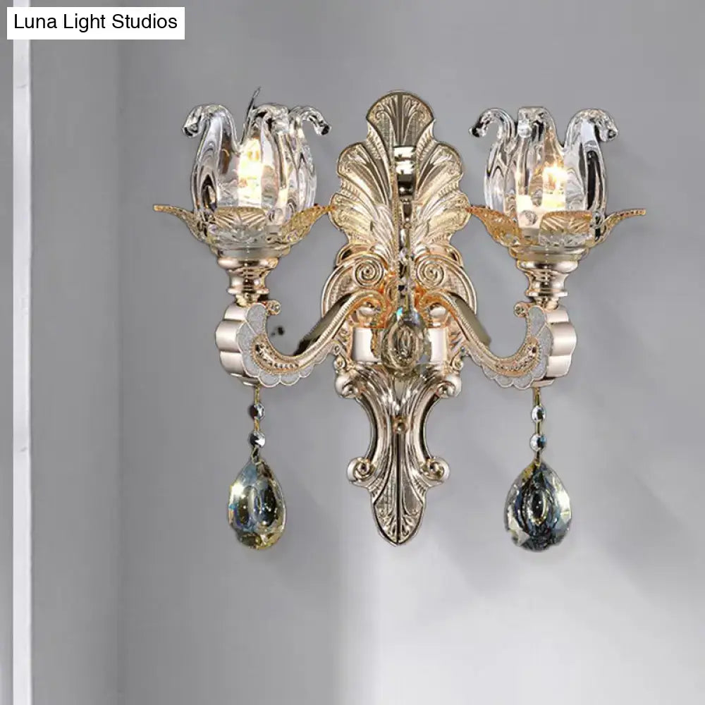 Gold Crystal Drop Lamp