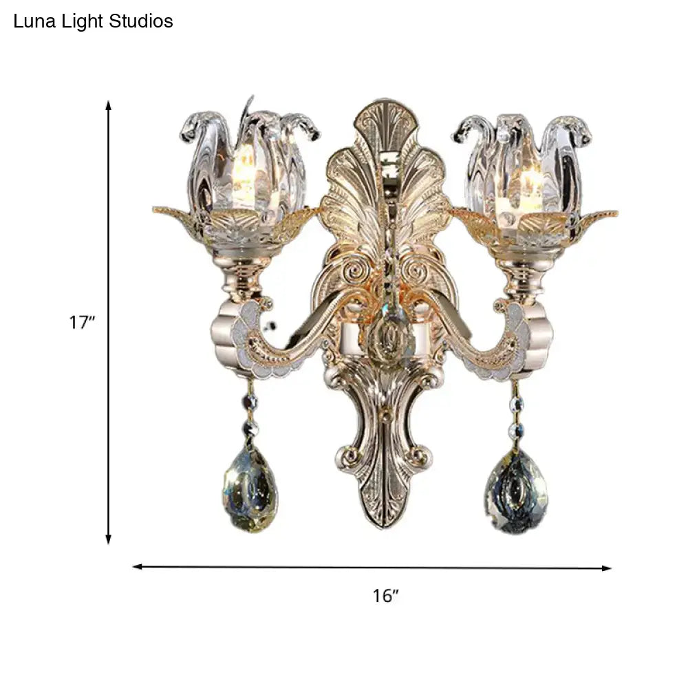 Gold Crystal Drop Lamp