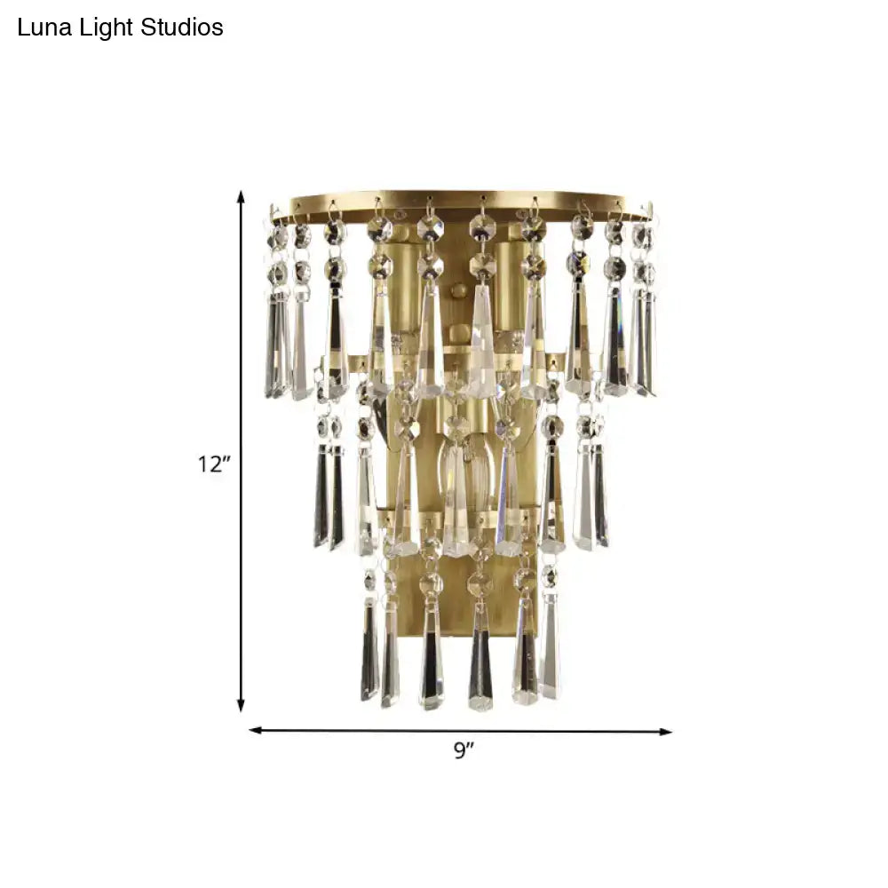 Brass Crystal Tiered Sconce