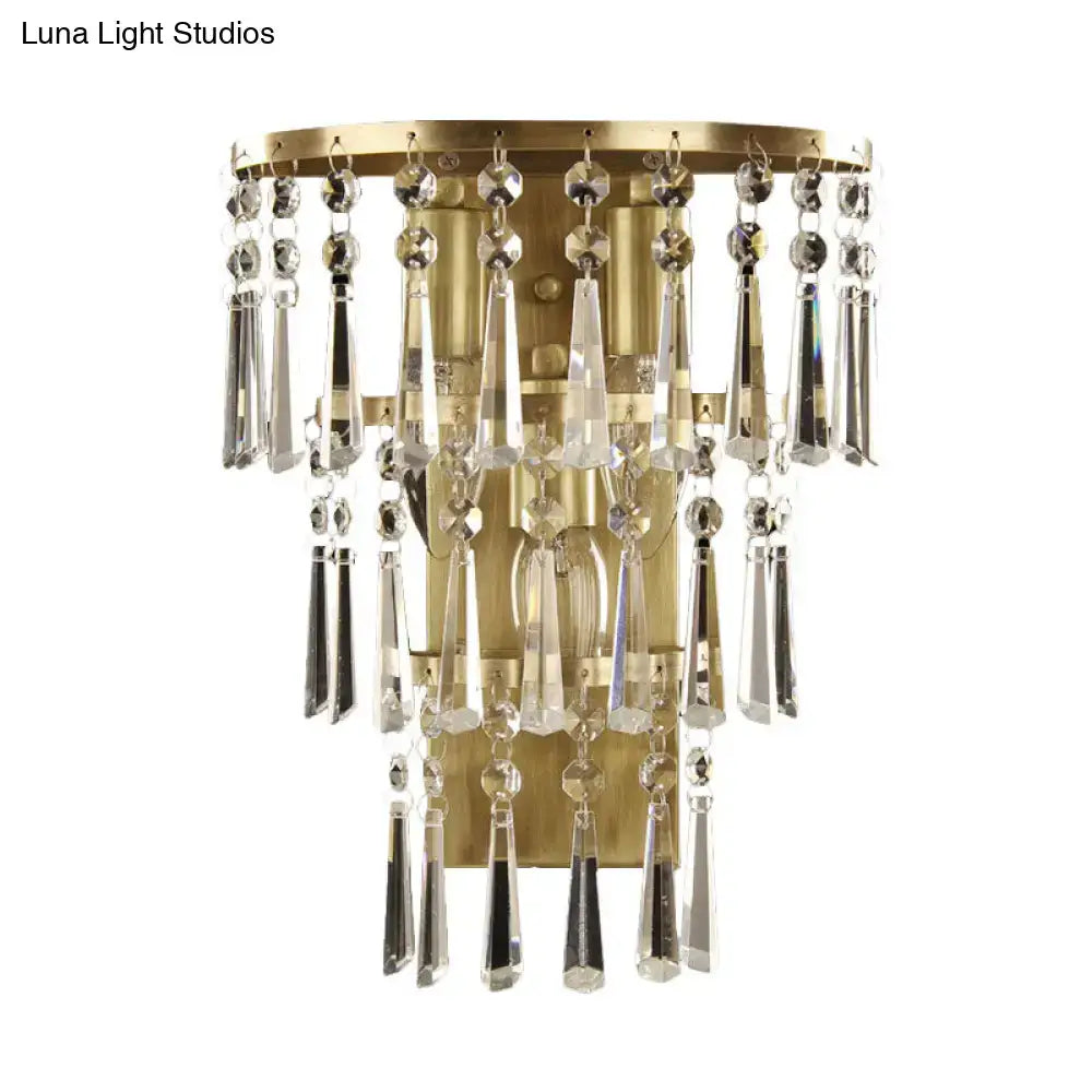 Brass Crystal Tiered Sconce