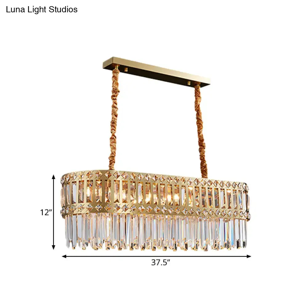 Gold Crystal Elongated Pendant Light