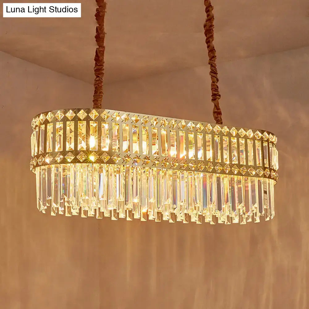 Gold Crystal Elongated Pendant Light