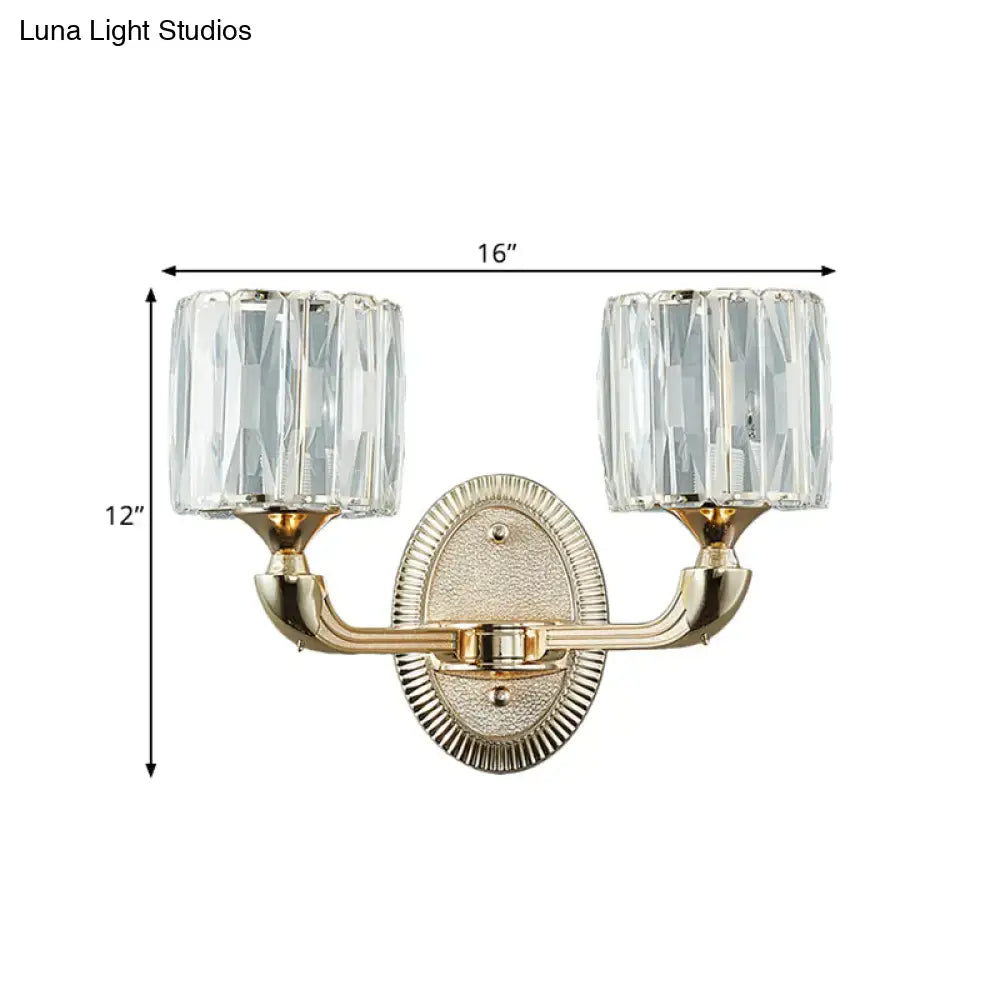 Gold Crystal 2-Light Wall Lamp