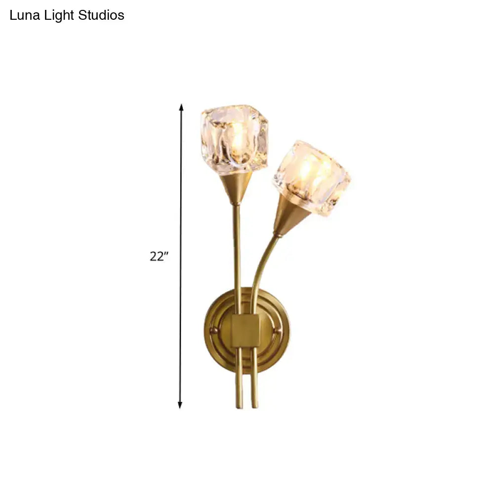 Gold Cube Crystal Sconce