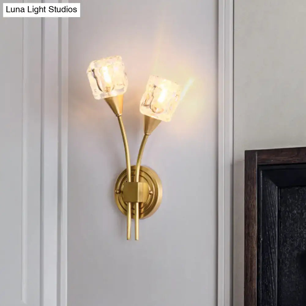 Gold Cube Crystal Sconce