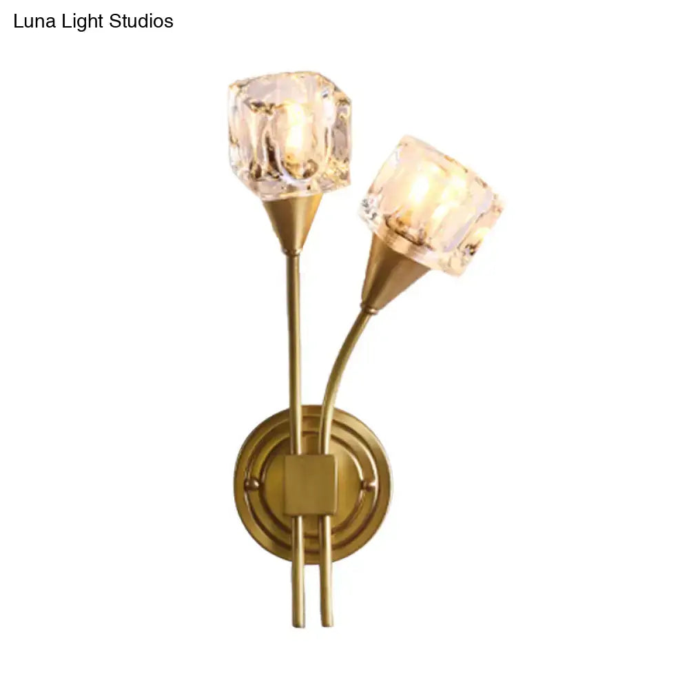 Gold Cube Crystal Sconce