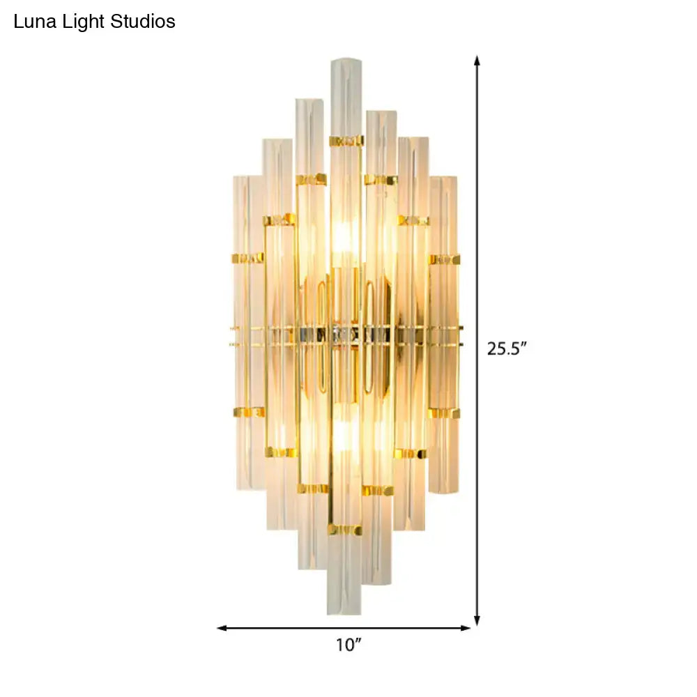 Gold Crystal Tube Sconce Direct-Wired