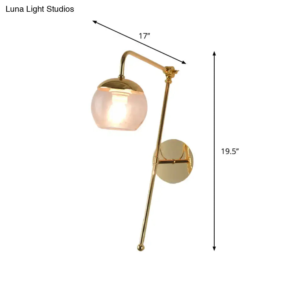 Gold Gooseneck Glass Sconce