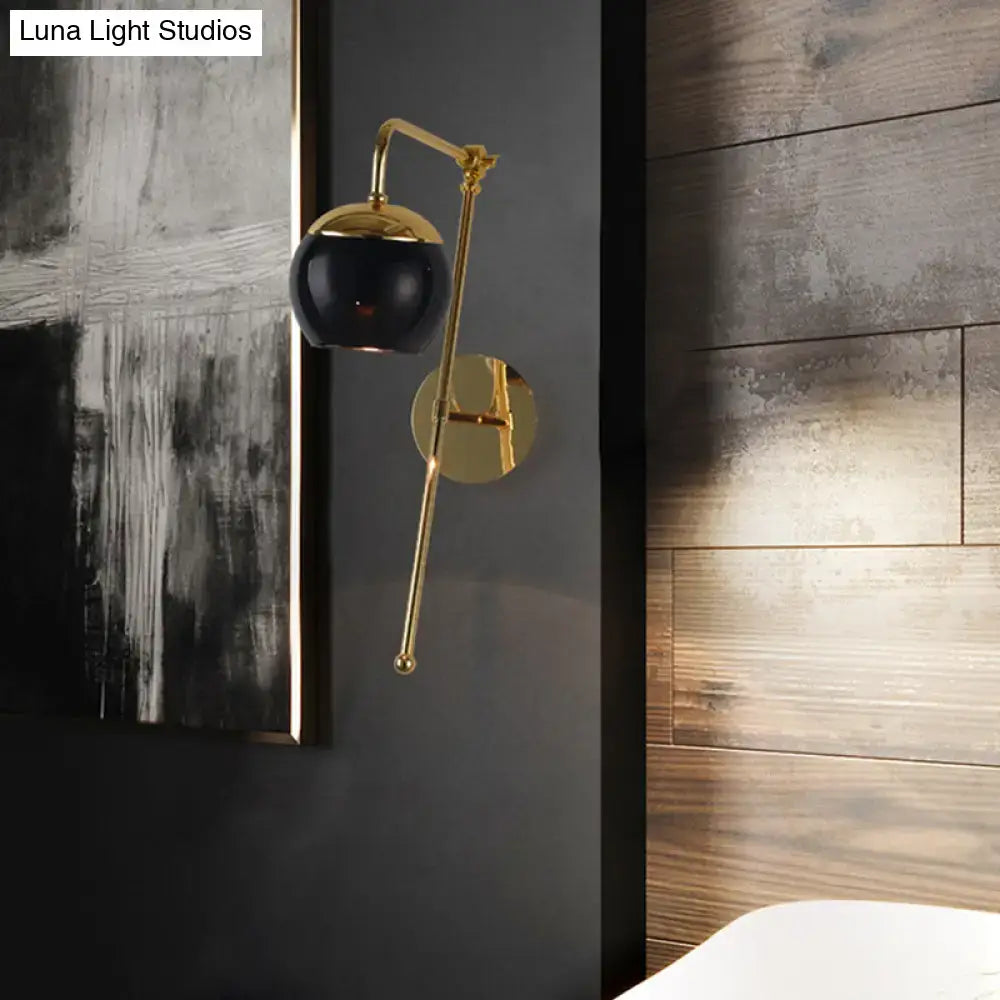 Gold Gooseneck Glass Sconce