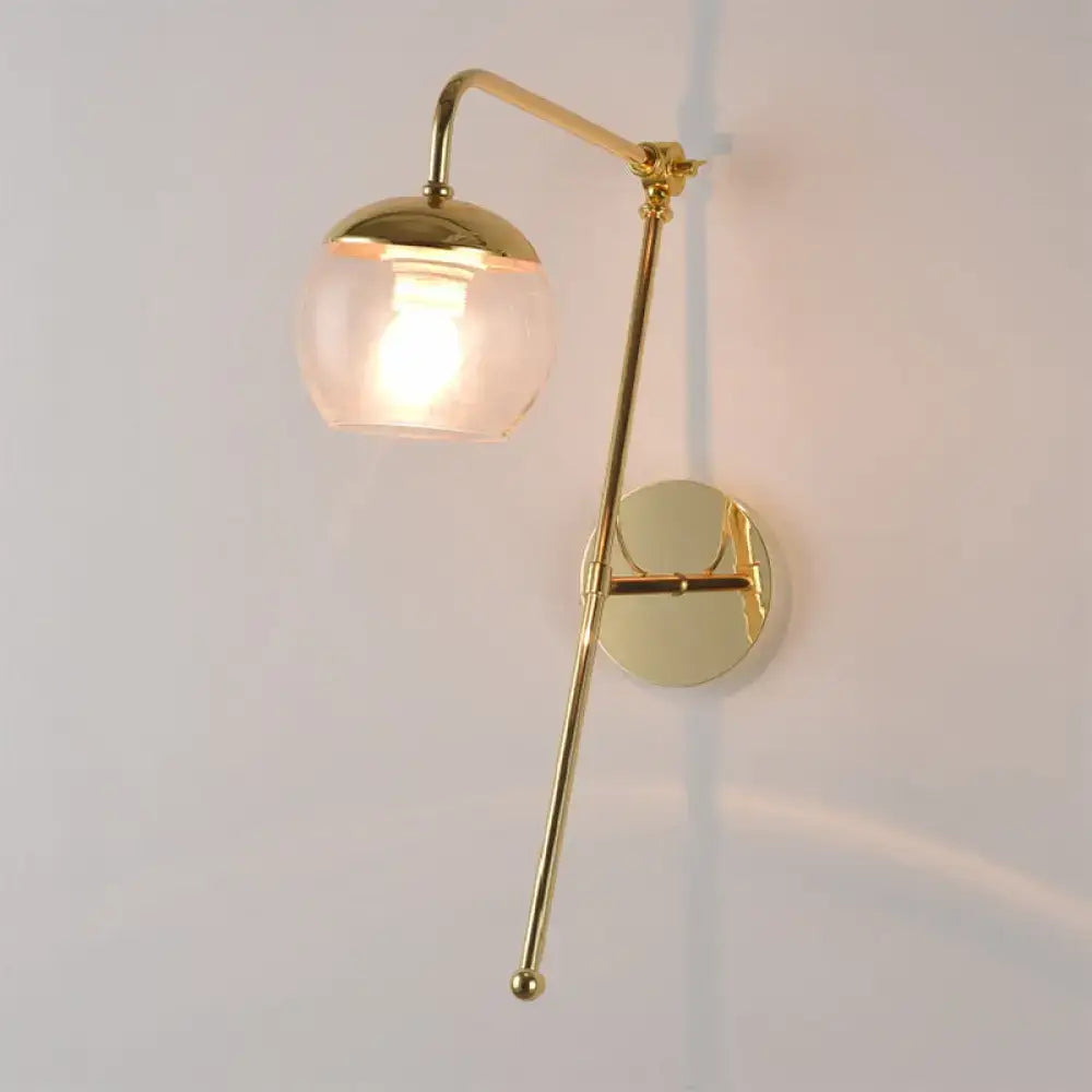 Gold Gooseneck Glass Sconce