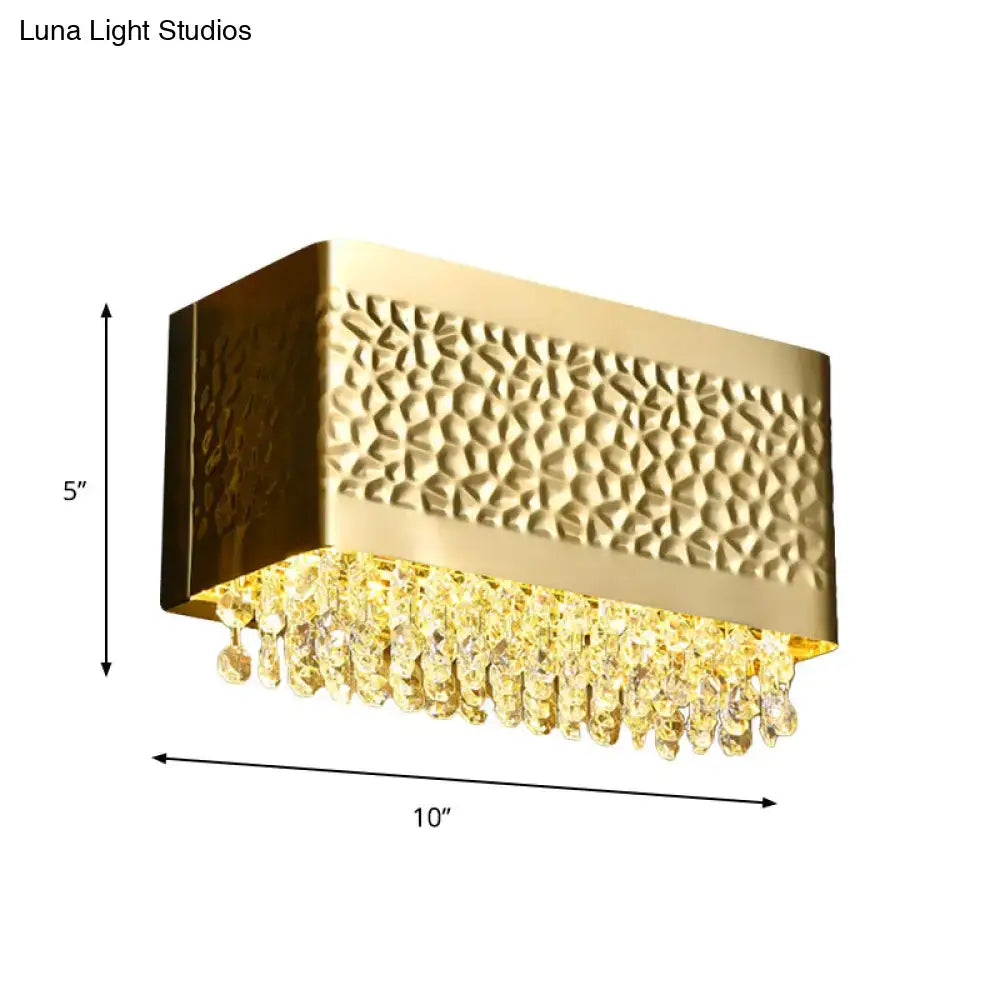 Gold Hammered Rectangle Sconce