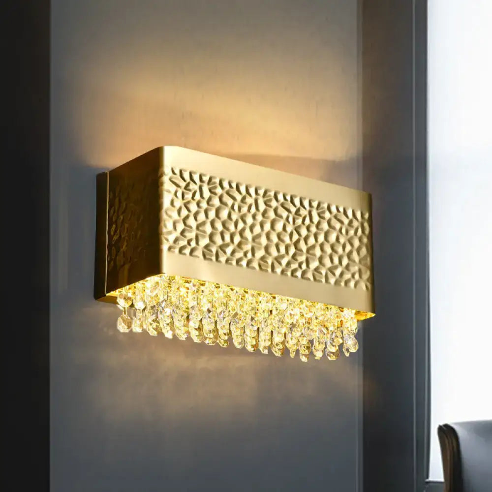 Gold Hammered Rectangle Sconce
