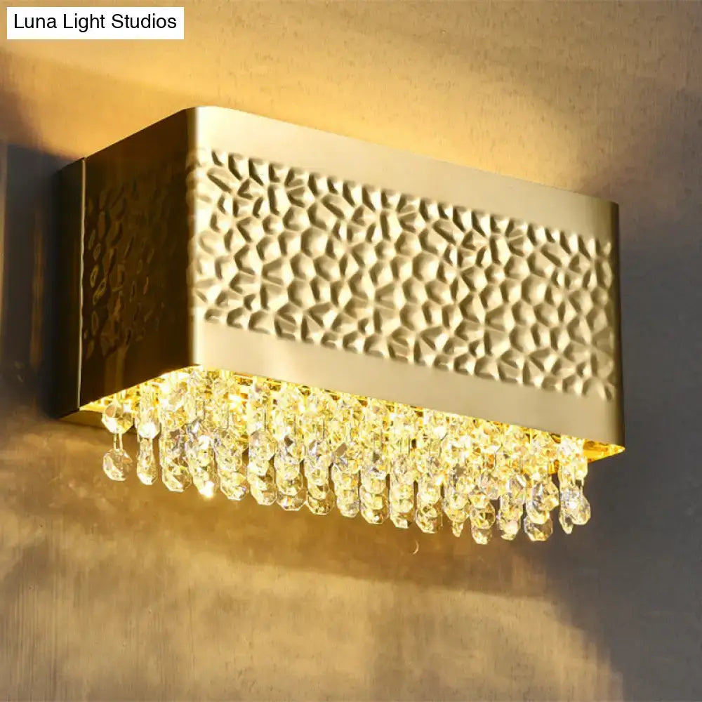 Gold Hammered Rectangle Sconce