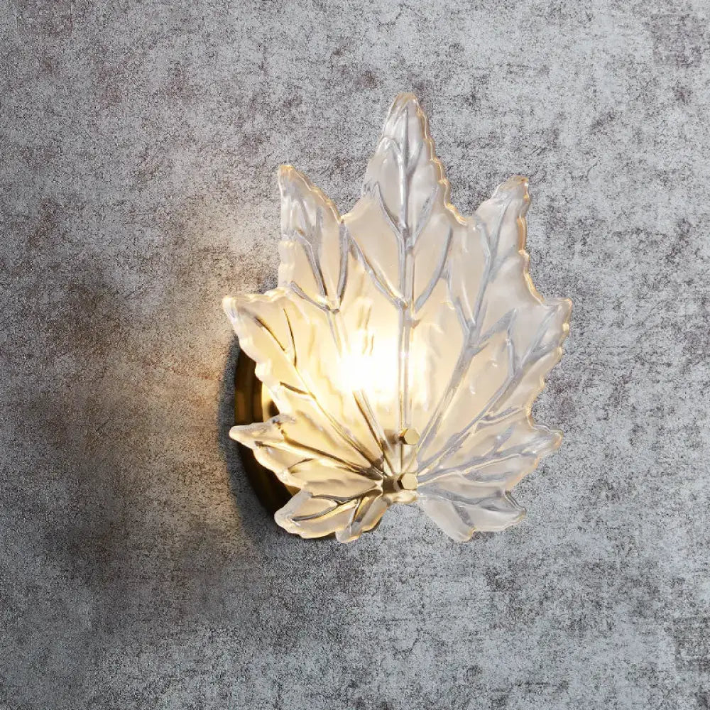 Gold Crystal Maple Leaf Wall Sconce