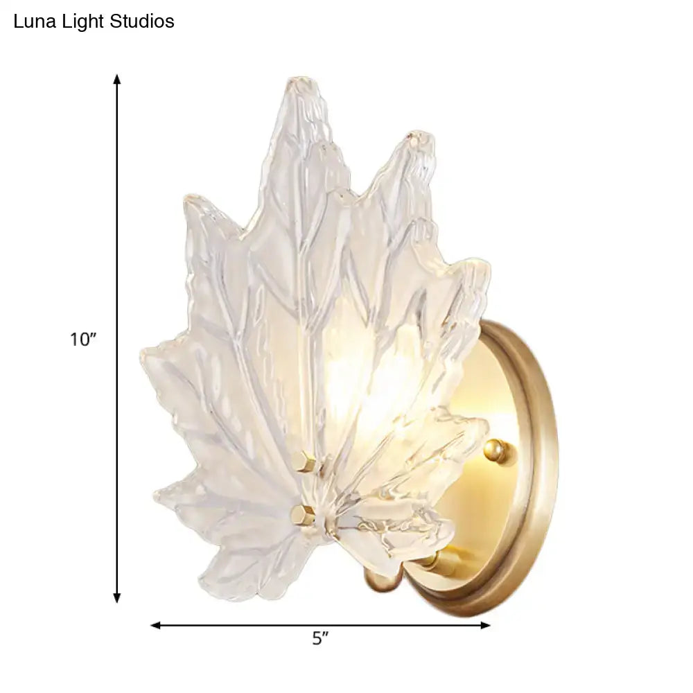Gold Crystal Maple Leaf Wall Sconce