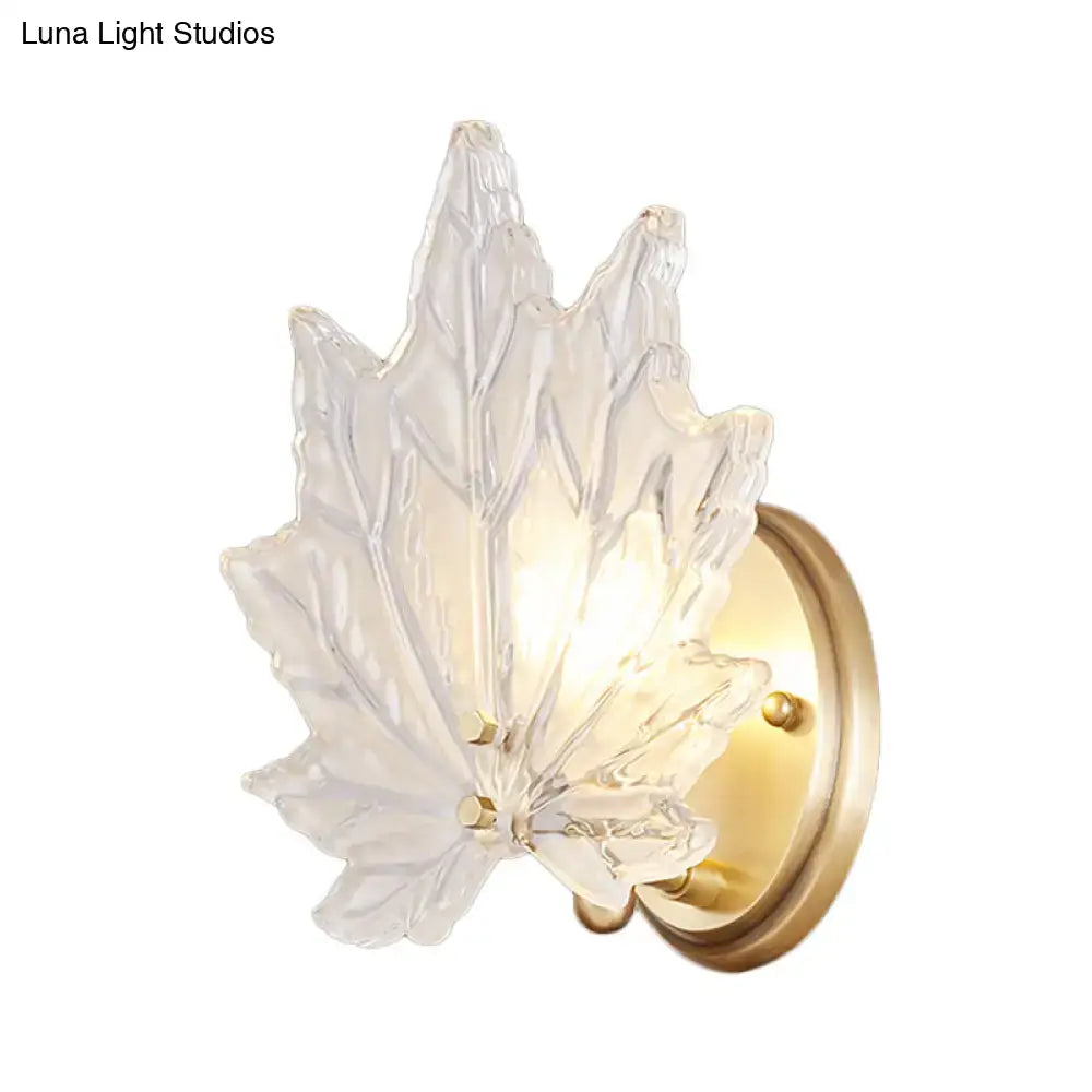 Gold Crystal Maple Leaf Wall Sconce