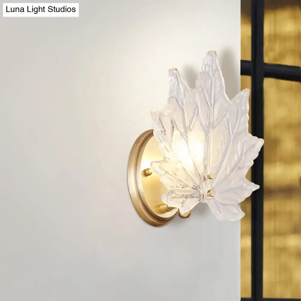 Gold Crystal Maple Leaf Wall Sconce