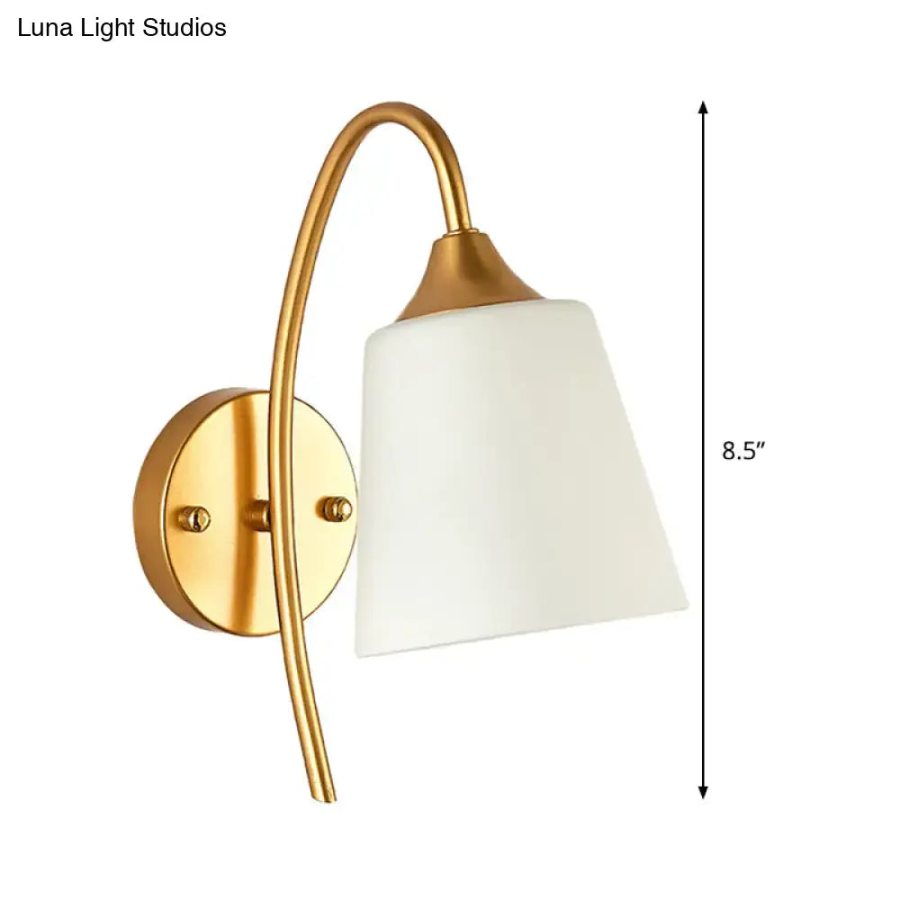 Gold Milk Glass Tapered Bedroom Sconce