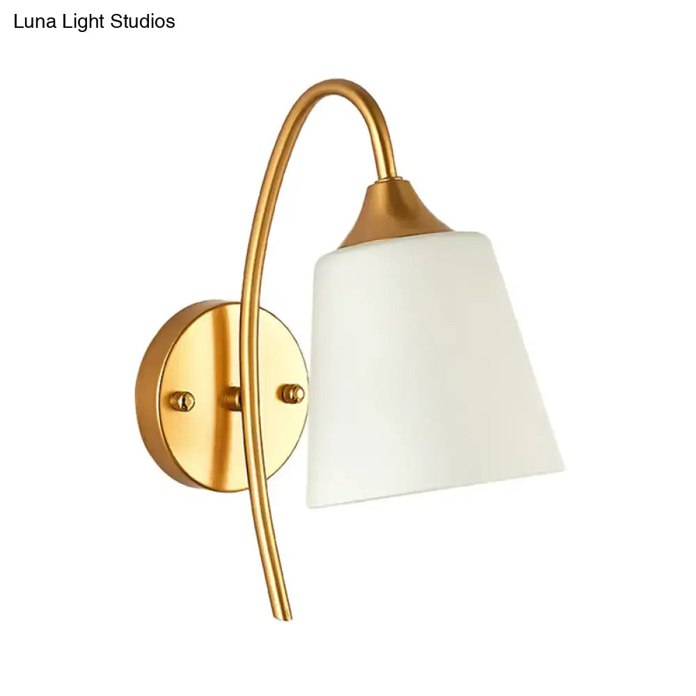Gold Milk Glass Tapered Bedroom Sconce