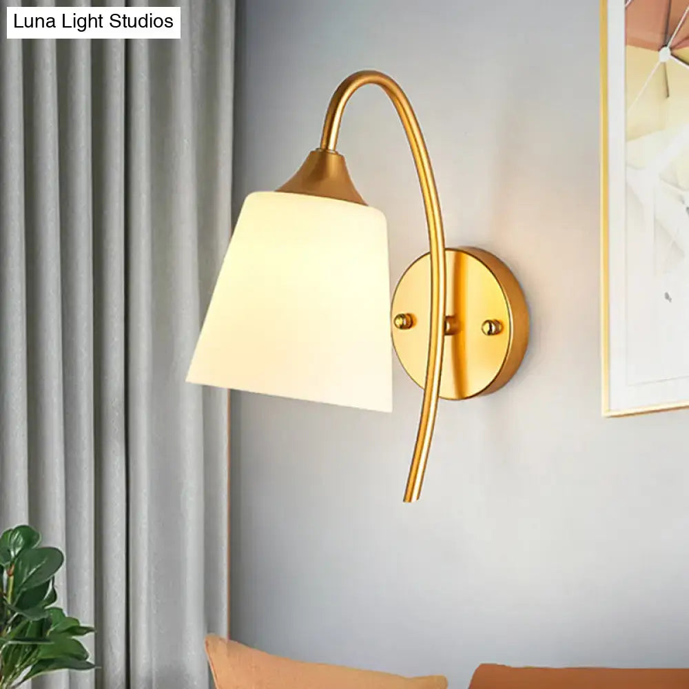 Gold Milk Glass Tapered Bedroom Sconce
