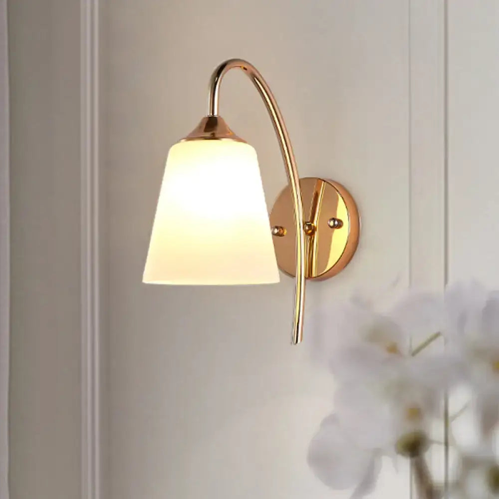 Gold Milk Glass Tapered Bedroom Sconce